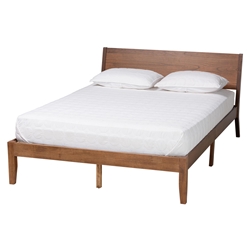 Baxton Studio Salvatore Mid-Century Modern Walnut Brown Finished Wood Queen Size Platform Bed